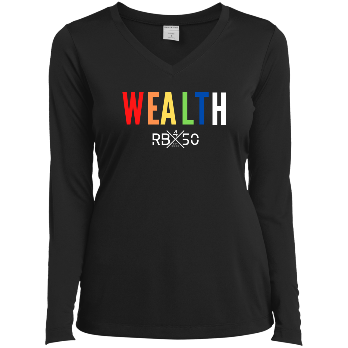 RB450 WEALTH Ladies’ Long Sleeve Performance V-Neck Tee
