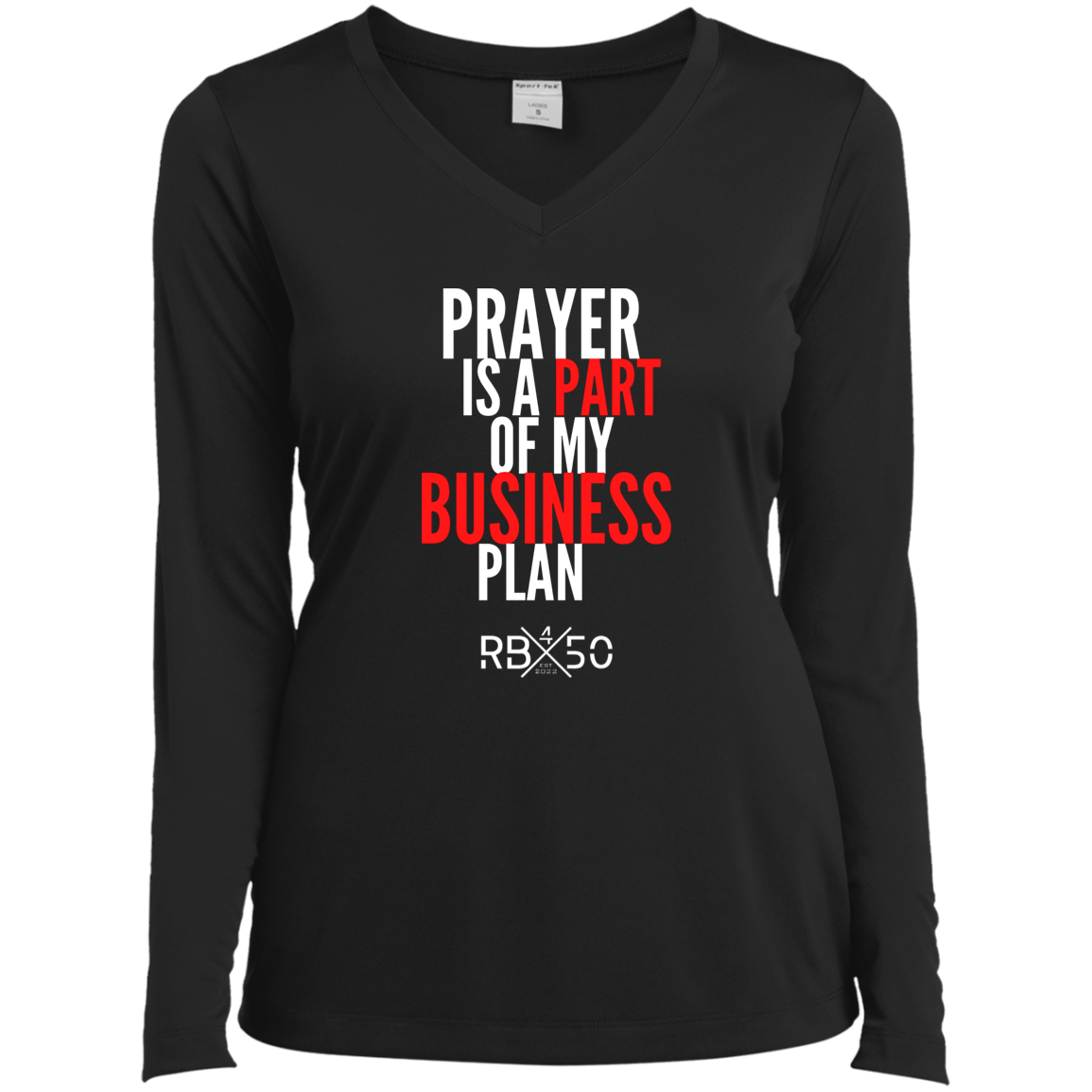 RB450 PRAYER Ladies’ Long Sleeve Performance V-Neck Tee