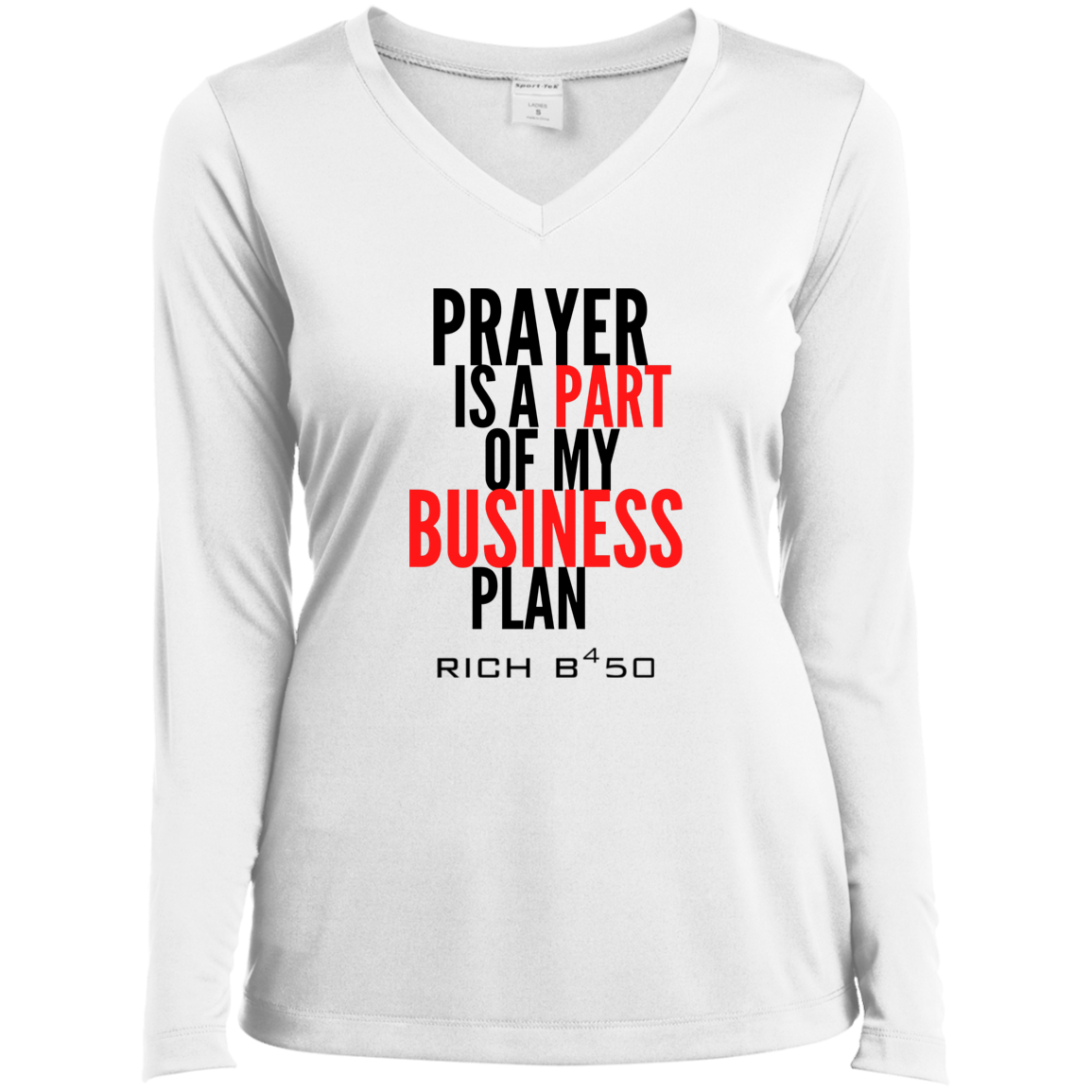 RB450 PRAYER-B Ladies’ Long Sleeve Performance V-Neck Tee