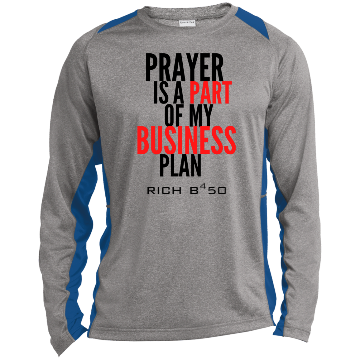 RB450 PRAYER-B Long Sleeve Heather Colorblock Performance Tee