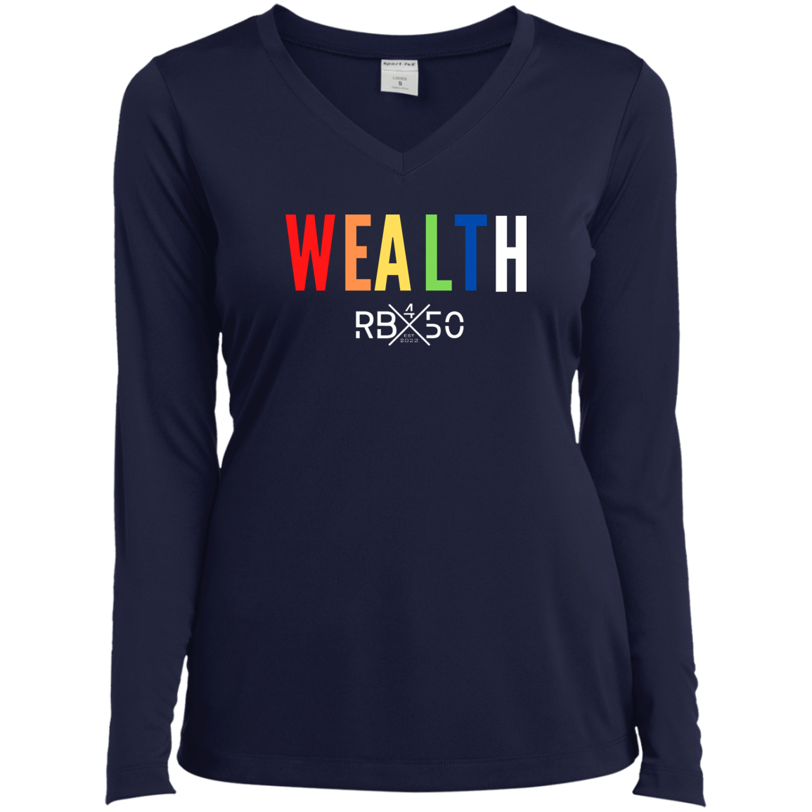 RB450 WEALTH Ladies’ Long Sleeve Performance V-Neck Tee