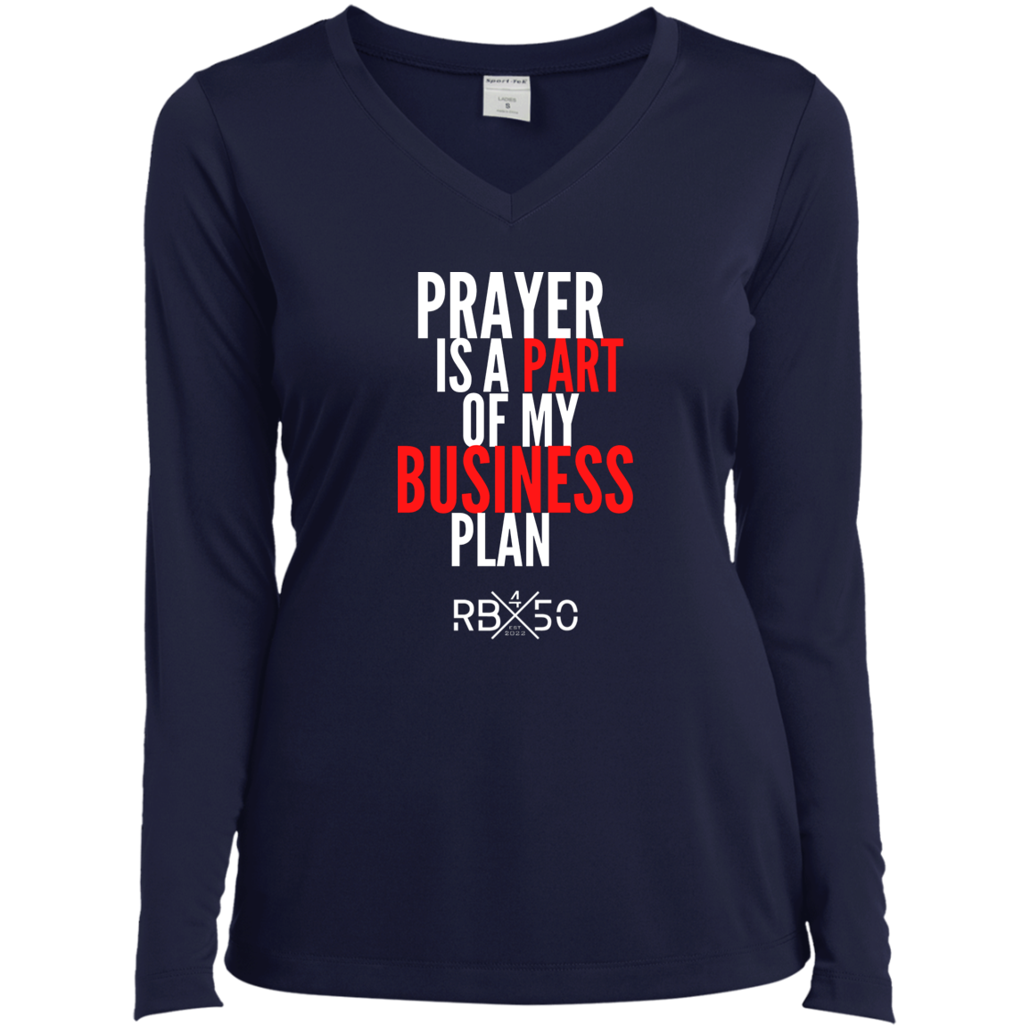 RB450 PRAYER Ladies’ Long Sleeve Performance V-Neck Tee