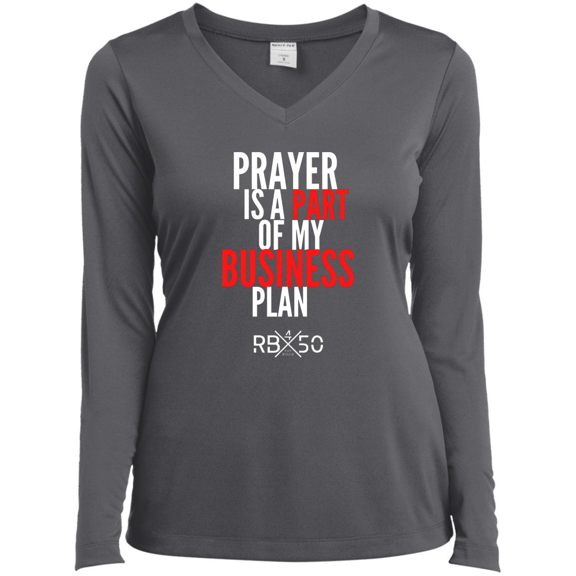 RB450 PRAYER Ladies’ Long Sleeve Performance V-Neck Tee