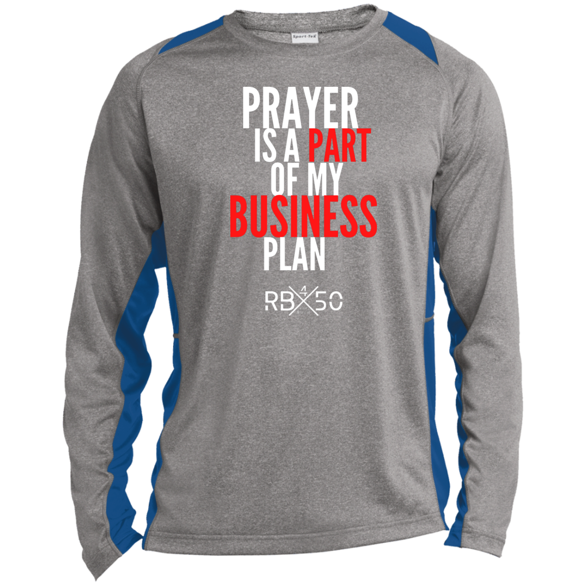 RB450 PRAYER Long Sleeve Heather Colorblock Performance Tee