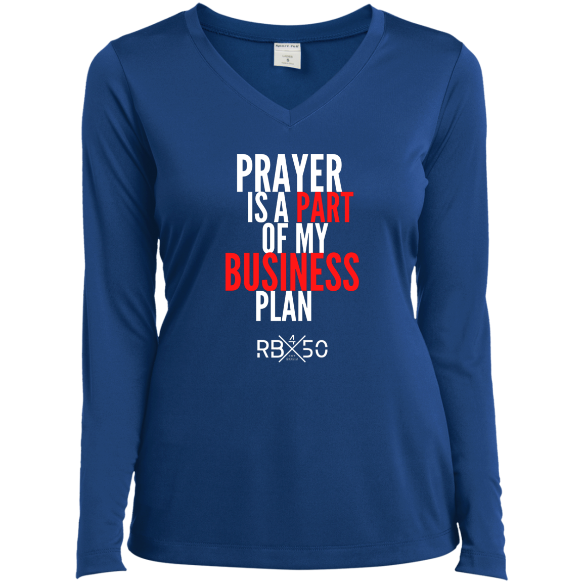 RB450 PRAYER Ladies’ Long Sleeve Performance V-Neck Tee